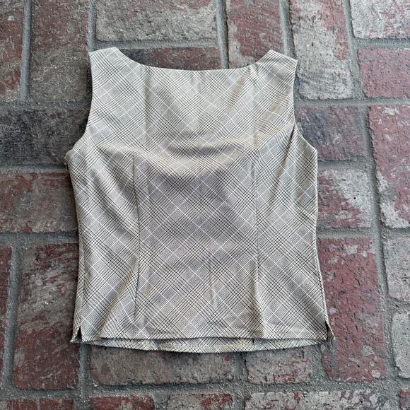 Vintage The Limited Plaid Structured Blouse Top Sleeveless Size XS Side Zipper - Picture 3 of 3